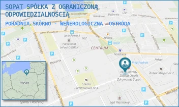 PORADNIA SKÓRNO - WENEROLOGICZNA - SOPAT SPÓŁKA Z OGRANICZONĄ ODPOWIEDZIALNOŚCIĄ - TADEUSZA KOŚCIUSZKI 2,  OSTRÓDA